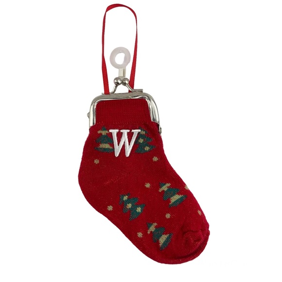 Ganz Sock Coin Purse Christmas Ornament Letter W - Picture 1 of 4